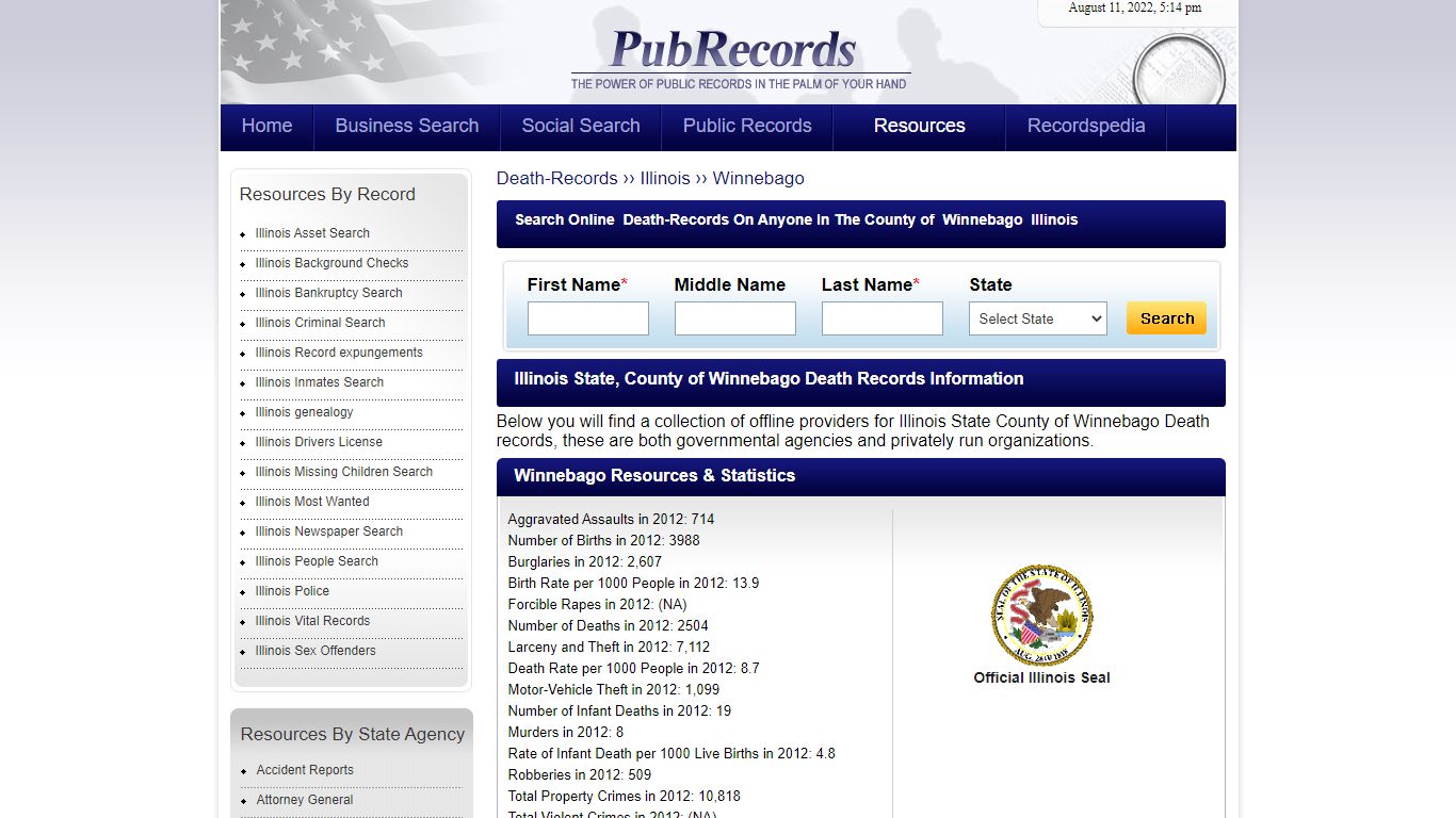 Winnebago County, Illinois Death Records